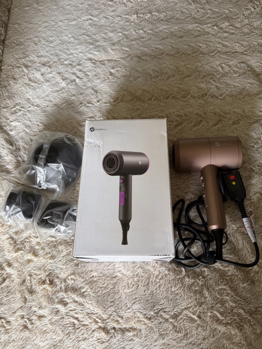 Rose Gold Compact Hair Dryer with Dual Nozzles - Unbranded